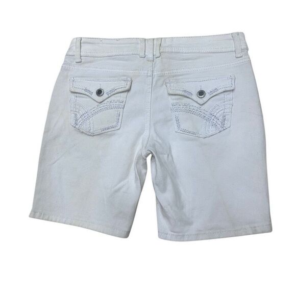 Apollo Jean Shorts Women's Size 10 White Mid-rise Flap Pockets Silver Stitching - Picture 2 of 10
